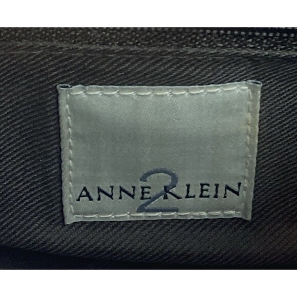 Anne Klein 2 Medium Pink & Yellow Striped Canvas Grab Handbag with Brown Trim - Picture 10 of 16